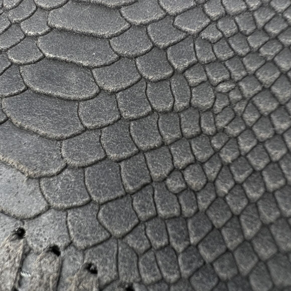 Reptile Crossbody Bag Chain Long Strap Olive Green Gray Leather Italy 8.5 x 5.5 - Picture 9 of 9